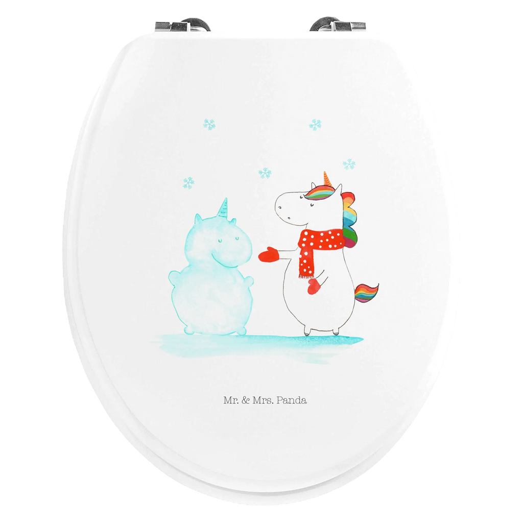 Motiv WC Sitz Einhorn Schneemann Klobrille, Klodeckel, Toilettendeckel, WC-Sitz, Toilette, Einhorn, Einhörner, Einhorn Deko, Pegasus, Unicorn, Schneemann, Winter, Schnee, Kuchen, Weihnachten, kalt, Mütze, Handschuhe, X-Mas