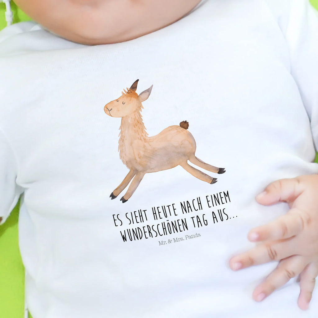 Organic Baby Shirt Lama Springen Baby T-Shirt, Jungen Baby T-Shirt, Mädchen Baby T-Shirt, Shirt, Lama, Alpaka, Lamas, Lieblingstag, Happy day, fröhlich, Glück, Freundin, Liebeskummer, Neustart, guten Morgen, Start, Prüfung, Abitur