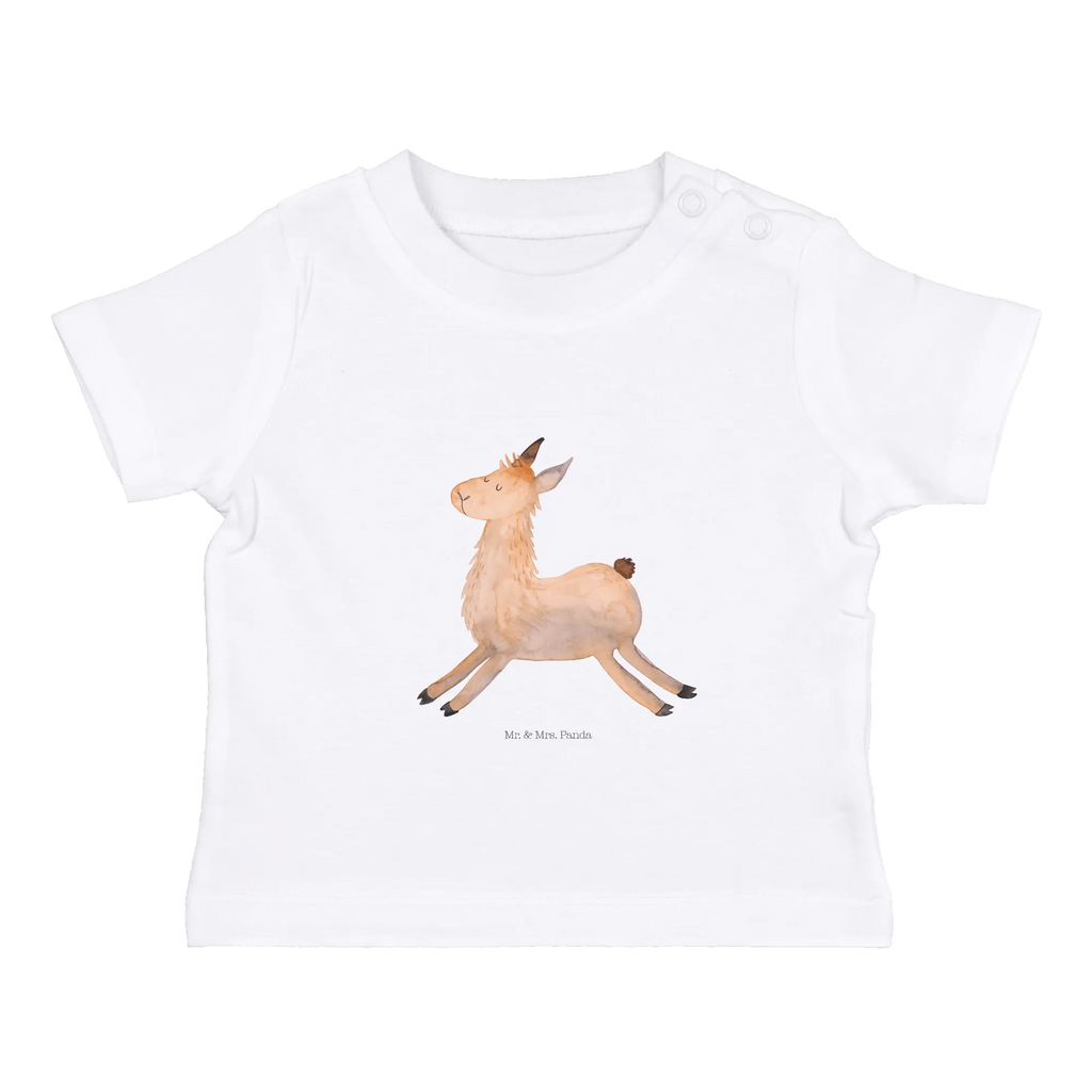 Organic Baby Shirt Lama Springen Baby T-Shirt, Jungen Baby T-Shirt, Mädchen Baby T-Shirt, Shirt, Lama, Alpaka, Lamas, Lieblingstag, Happy day, fröhlich, Glück, Freundin, Liebeskummer, Neustart, guten Morgen, Start, Prüfung, Abitur