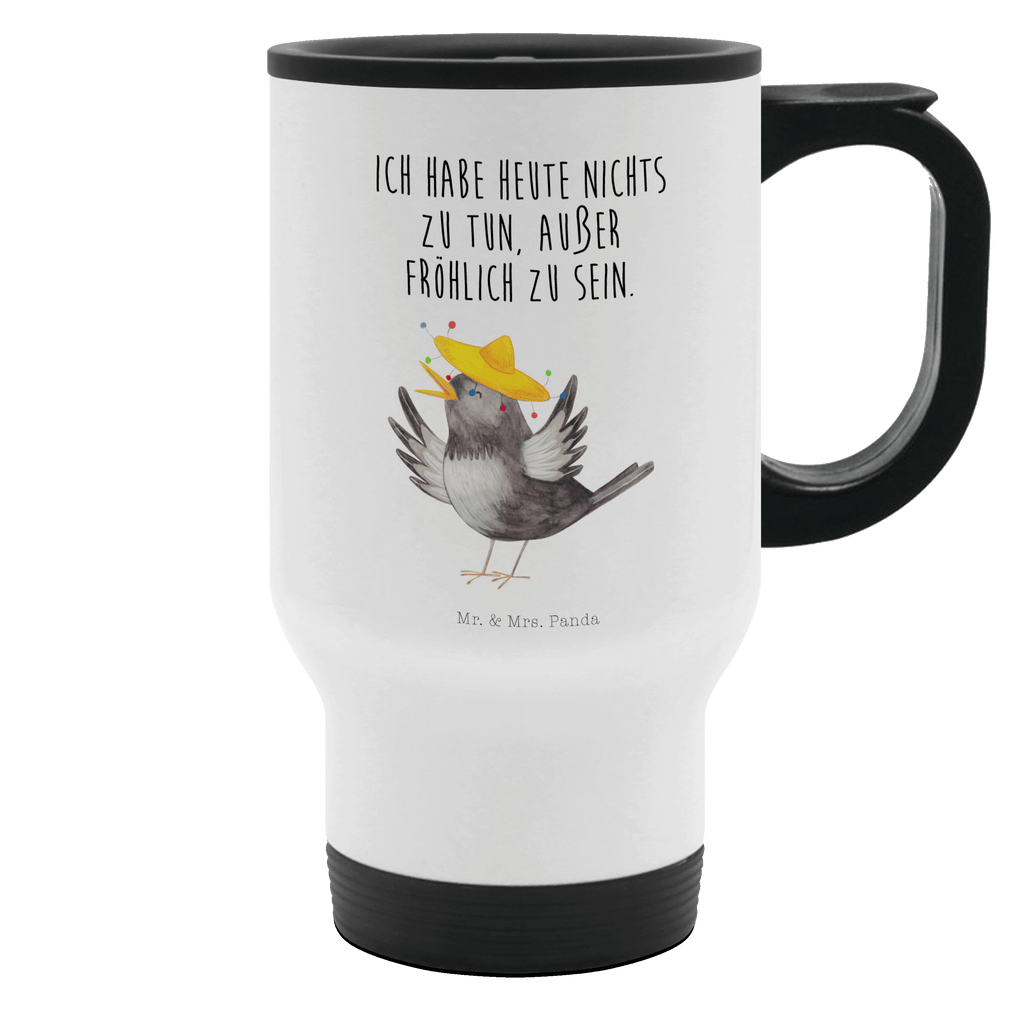 Thermobecher Rabe mit Sombrero Thermobecher, To Go Becher, Thermotasse, Kaffeebecher, Isolierbecher, Thermobecher To Go, Warmhaltetasse, Edelstahlbecher, Reisebecher, Tasse mit Deckel, Thermobecher für 400 ml, Kaffeetasse zum Mitnehmen, Tasse zum Mitnehmen, Spülmaschinenfest, Tiermotive, Gute Laune, lustige Sprüche, Tiere, Rabe, Vogel, Vögel, Spruch positiv, fröhlich sein, glücklich sein, Glück Spruch, froh, Elster, Motivation