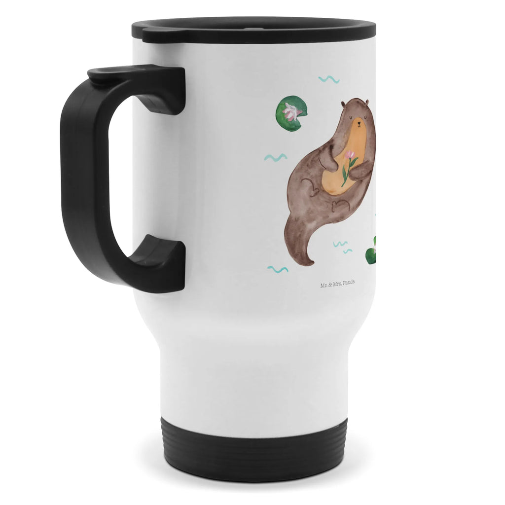 Thermobecher Otter Seerose Thermobecher, To Go Becher, Thermotasse, Kaffeebecher, Isolierbecher, Thermobecher To Go, Warmhaltetasse, Edelstahlbecher, Reisebecher, Tasse mit Deckel, Thermobecher für 400 ml, Kaffeetasse zum Mitnehmen, Tasse zum Mitnehmen, Spülmaschinenfest, Otter, Fischotter, Seeotter, Otter Seeotter See Otter