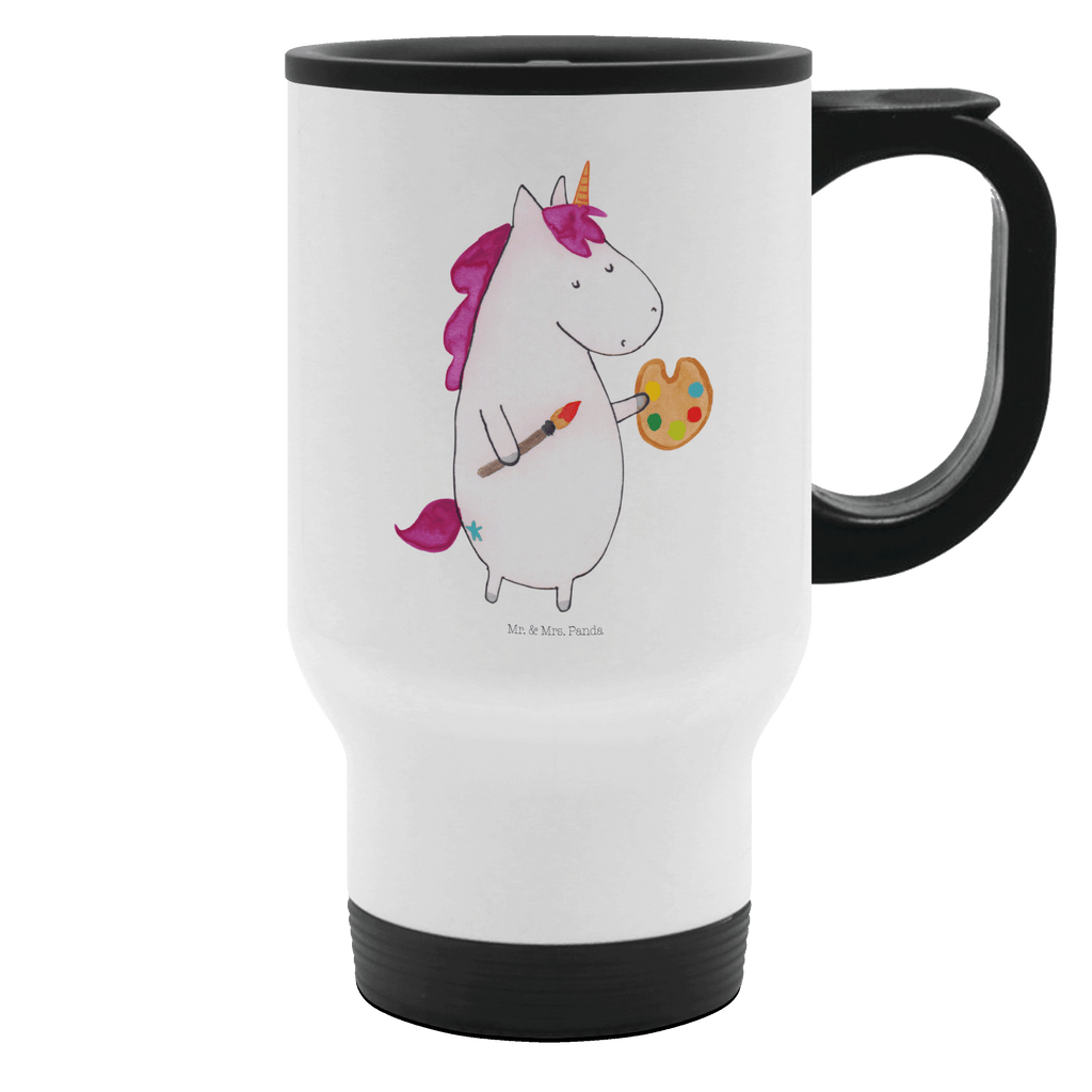 Thermobecher Einhorn Künstler Thermobecher, To Go Becher, Thermotasse, Kaffeebecher, Isolierbecher, Thermobecher To Go, Warmhaltetasse, Edelstahlbecher, Reisebecher, Tasse mit Deckel, Thermobecher für 400 ml, Kaffeetasse zum Mitnehmen, Tasse zum Mitnehmen, Spülmaschinenfest, Einhorn, Einhörner, Einhorn Deko, Pegasus, Unicorn, Englisch, Künstler, Artist, Malen, Zeichnen, Welt, Farbe, Stift, Pinsel, Geschenk, Maler