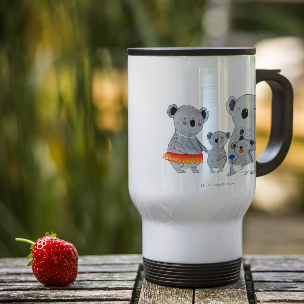 Thermobecher Koala Familie Thermobecher, To Go Becher, Thermotasse, Kaffeebecher, Isolierbecher, Thermobecher To Go, Warmhaltetasse, Edelstahlbecher, Reisebecher, Tasse mit Deckel, Thermobecher für 400 ml, Kaffeetasse zum Mitnehmen, Tasse zum Mitnehmen, Spülmaschinenfest, Familie, Vatertag, Muttertag, Bruder, Schwester, Mama, Papa, Oma, Opa, Koala, Koalas, Family, Kinder, Geschwister, Familienleben