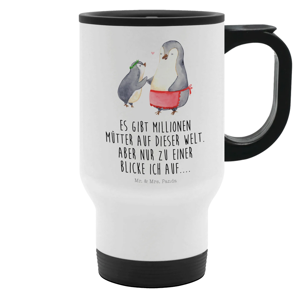 Thermobecher Pinguin mit Kind Thermobecher, To Go Becher, Thermotasse, Kaffeebecher, Isolierbecher, Thermobecher To Go, Warmhaltetasse, Edelstahlbecher, Reisebecher, Tasse mit Deckel, Thermobecher für 400 ml, Kaffeetasse zum Mitnehmen, Tasse zum Mitnehmen, Spülmaschinenfest, Familie, Vatertag, Muttertag, Bruder, Schwester, Mama, Papa, Oma, Opa, Geschenk, Mami, Mutti, Mutter, Geburststag