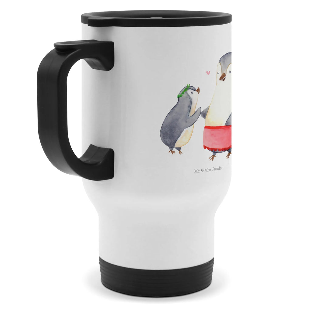 Thermobecher Pinguin mit Kind Thermobecher, To Go Becher, Thermotasse, Kaffeebecher, Isolierbecher, Thermobecher To Go, Warmhaltetasse, Edelstahlbecher, Reisebecher, Tasse mit Deckel, Thermobecher für 400 ml, Kaffeetasse zum Mitnehmen, Tasse zum Mitnehmen, Spülmaschinenfest, Familie, Vatertag, Muttertag, Bruder, Schwester, Mama, Papa, Oma, Opa, Geschenk, Mami, Mutti, Mutter, Geburststag