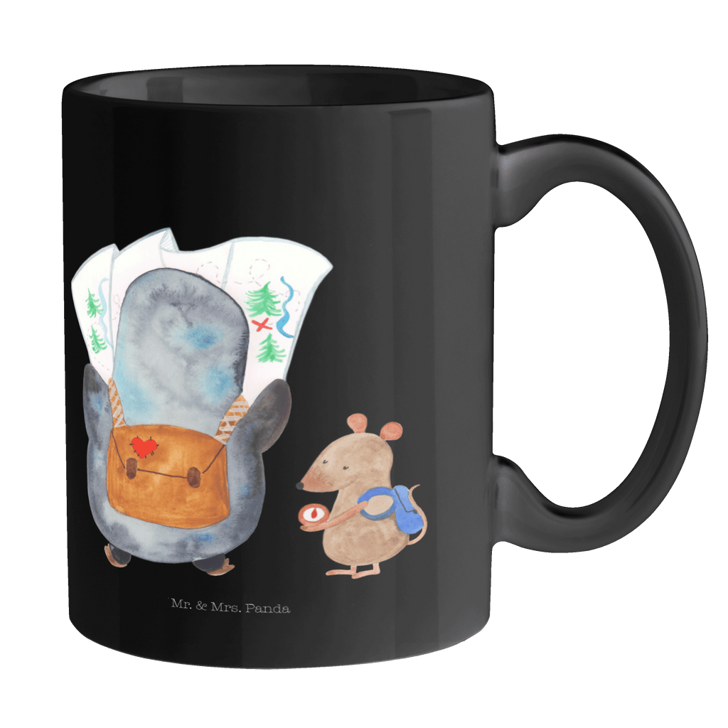 Tasse Pinguin & Maus Wanderer Tasse, Kaffeetasse, Teetasse, Becher, Kaffeebecher, Teebecher, Keramiktasse, Porzellantasse, Büro Tasse, Geschenk Tasse, Tasse Sprüche, Tasse Motive, Kaffeetassen, Tasse bedrucken, Designer Tasse, Cappuccino Tassen, Schöne Teetassen, Pinguin, Pinguine, Abenteurer, Abenteuer, Roadtrip, Ausflug, Wanderlust, wandern