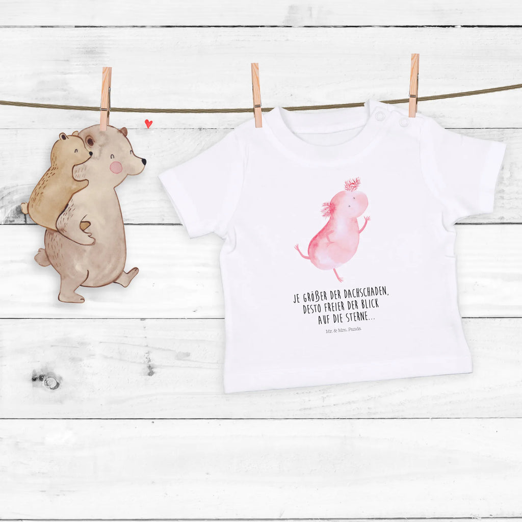 Organic Baby Shirt Axolotl Tanzen Baby T-Shirt, Jungen Baby T-Shirt, Mädchen Baby T-Shirt, Shirt, Axolotl, Molch, Axolot, Schwanzlurch, Lurch, Lurche, Dachschaden, Sterne, verrückt, Freundin, beste Freundin