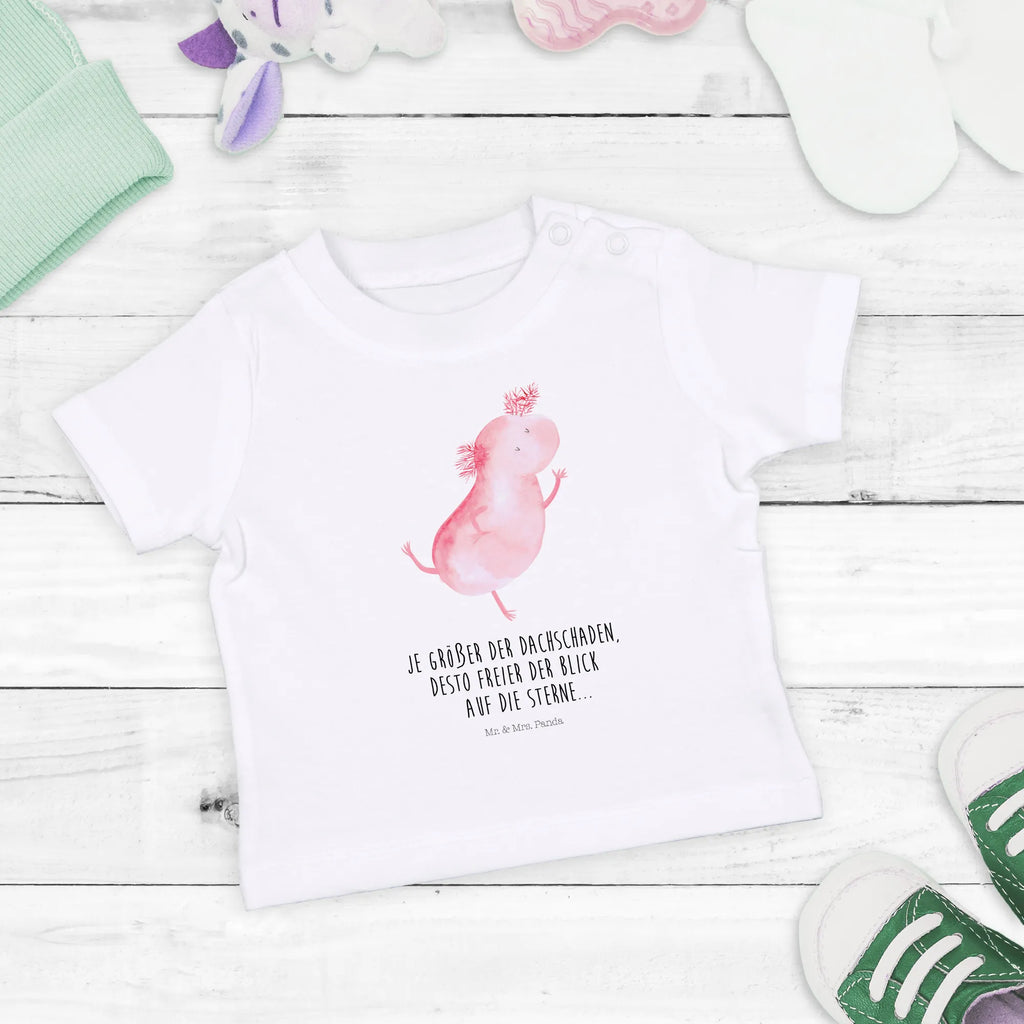 Organic Baby Shirt Axolotl Tanzen Baby T-Shirt, Jungen Baby T-Shirt, Mädchen Baby T-Shirt, Shirt, Axolotl, Molch, Axolot, Schwanzlurch, Lurch, Lurche, Dachschaden, Sterne, verrückt, Freundin, beste Freundin