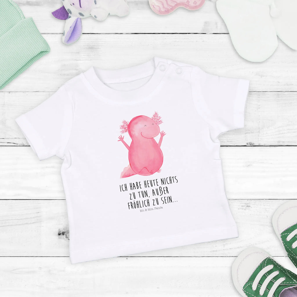 Organic Baby Shirt Axolotl Hurra Baby T-Shirt, Jungen Baby T-Shirt, Mädchen Baby T-Shirt, Shirt, Axolotl, Molch, Axolot, Schwanzlurch, Lurch, Lurche, fröhlich, Spaß, Freude, Motivation, Zufriedenheit