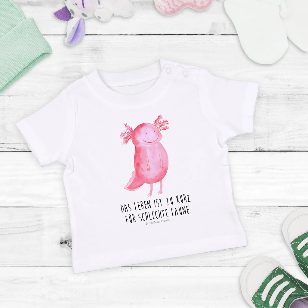 Organic Baby Shirt Axolotl Glücklich Baby T-Shirt, Jungen Baby T-Shirt, Mädchen Baby T-Shirt, Shirt, Axolotl, Molch, Axolot, Schwanzlurch, Lurch, Lurche, Motivation, gute Laune