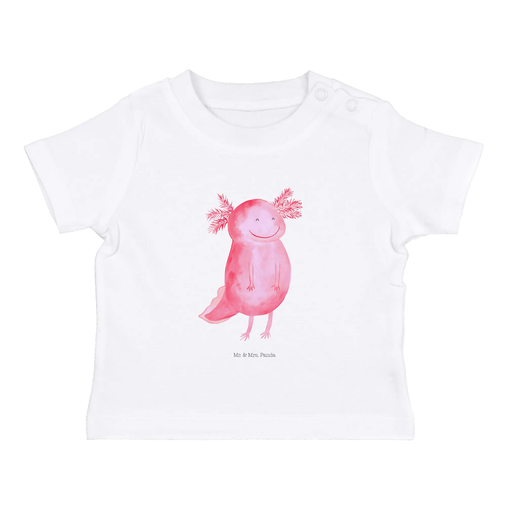 Organic Baby Shirt Axolotl Glücklich Baby T-Shirt, Jungen Baby T-Shirt, Mädchen Baby T-Shirt, Shirt, Axolotl, Molch, Axolot, Schwanzlurch, Lurch, Lurche, Motivation, gute Laune