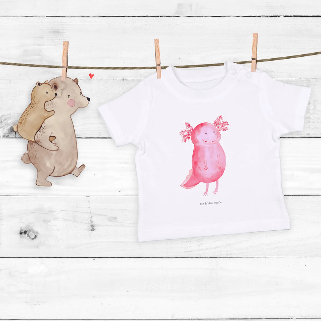 Organic Baby Shirt Axolotl Glücklich Baby T-Shirt, Jungen Baby T-Shirt, Mädchen Baby T-Shirt, Shirt, Axolotl, Molch, Axolot, Schwanzlurch, Lurch, Lurche, Motivation, gute Laune