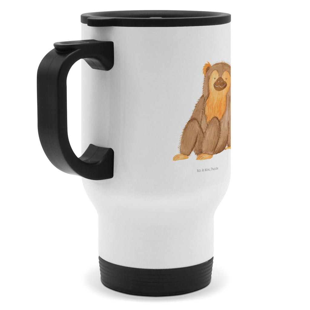 Thermobecher Affe Thermobecher, To Go Becher, Thermotasse, Kaffeebecher, Isolierbecher, Thermobecher To Go, Warmhaltetasse, Edelstahlbecher, Reisebecher, Tasse mit Deckel, Thermobecher für 400 ml, Kaffeetasse zum Mitnehmen, Tasse zum Mitnehmen, Spülmaschinenfest, Afrika, Wildtiere, Affe, Äffchen, Affen, Selbstliebe, Respekt, Motivation, Selbstachtung, Liebe, Selbstbewusstsein, Selfcare