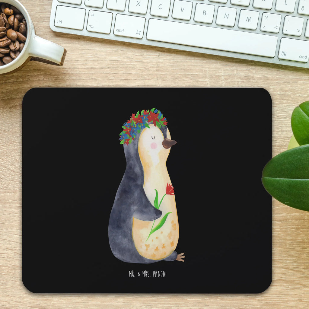 Mauspad Pinguin Blumenkranz Mousepad, Computer zubehör, Büroausstattung, PC Zubehör, Arbeitszimmer, Mauspad, Einzigartiges Mauspad, Designer Mauspad, Mausunterlage, Mauspad Büro, Pinguin, Pinguine, Blumenkranz, Universum, Leben, Wünsche, Ziele, Lebensziele, Motivation, Lebenslust, Liebeskummer, Geschenkidee