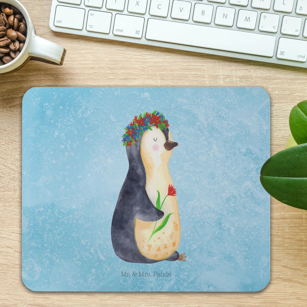 Mauspad Pinguin Blumenkranz Mousepad, Computer zubehör, Büroausstattung, PC Zubehör, Arbeitszimmer, Mauspad, Einzigartiges Mauspad, Designer Mauspad, Mausunterlage, Mauspad Büro, Pinguin, Pinguine, Blumenkranz, Universum, Leben, Wünsche, Ziele, Lebensziele, Motivation, Lebenslust, Liebeskummer, Geschenkidee