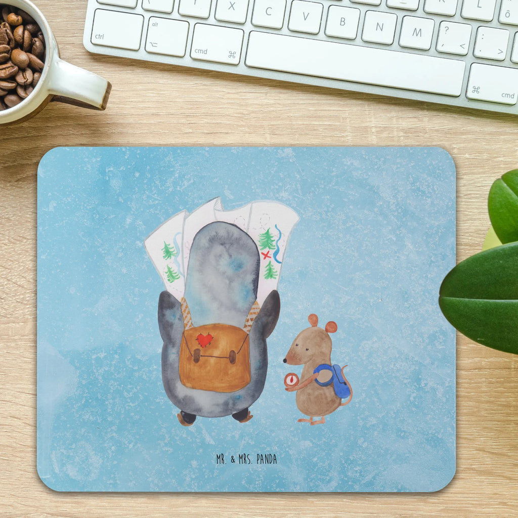 Mauspad Pinguin & Maus Wanderer Mousepad, Computer zubehör, Büroausstattung, PC Zubehör, Arbeitszimmer, Mauspad, Einzigartiges Mauspad, Designer Mauspad, Mausunterlage, Mauspad Büro, Pinguin, Pinguine, Abenteurer, Abenteuer, Roadtrip, Ausflug, Wanderlust, wandern