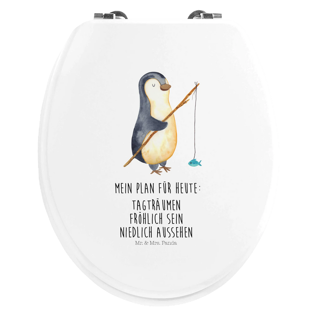 Motiv WC Sitz Pinguin Angler Klobrille, Klodeckel, Toilettendeckel, WC-Sitz, Toilette, Pinguin, Pinguine, Angeln, Angler, Tagträume, Hobby, Plan, Planer, Tagesplan, Neustart, Motivation, Geschenk, Freundinnen, Geschenkidee, Urlaub, Wochenende