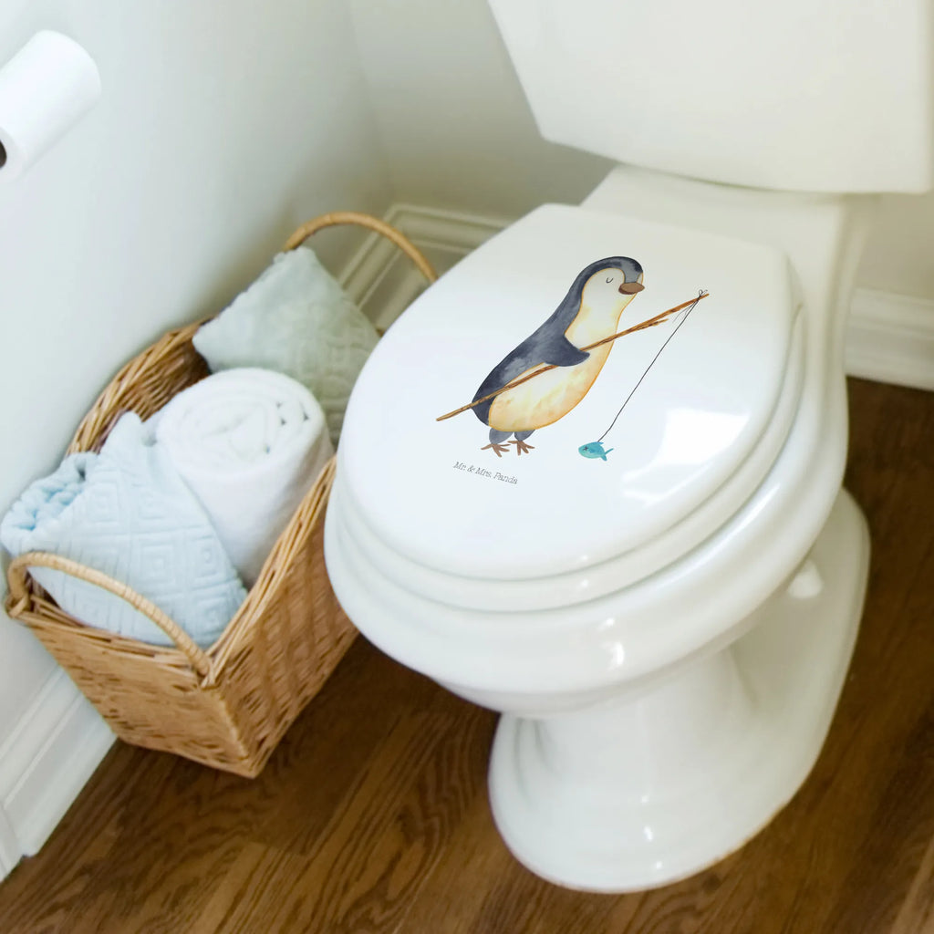 Motiv WC Sitz Pinguin Angler Klobrille, Klodeckel, Toilettendeckel, WC-Sitz, Toilette, Pinguin, Pinguine, Angeln, Angler, Tagträume, Hobby, Plan, Planer, Tagesplan, Neustart, Motivation, Geschenk, Freundinnen, Geschenkidee, Urlaub, Wochenende