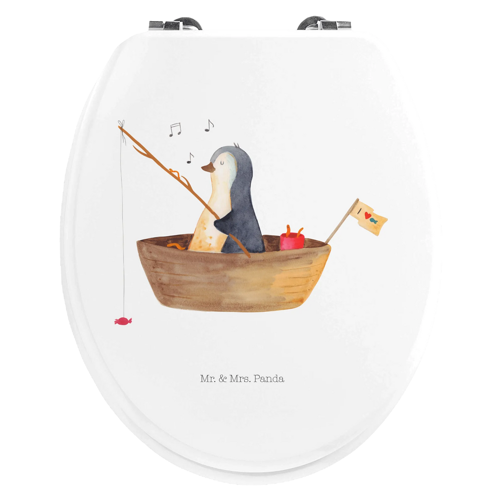 Motiv WC Sitz Pinguin Angelboot Klobrille, Klodeckel, Toilettendeckel, WC-Sitz, Toilette, Pinguin, Pinguine, Angeln, Boot, Angelboot, Lebenslust, Leben, genießen, Motivation, Neustart, Neuanfang, Trennung, Scheidung, Geschenkidee Liebeskummer