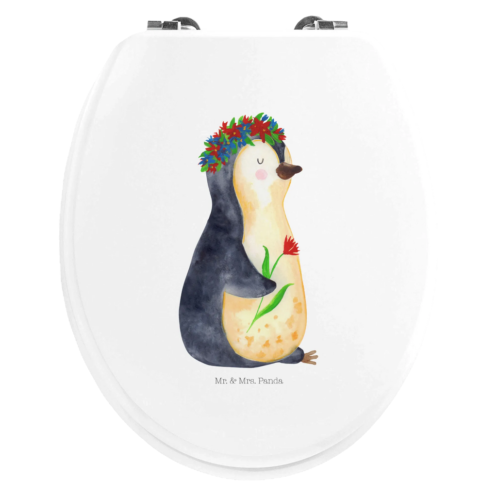 Motiv WC Sitz Pinguin Blumen Klobrille, Klodeckel, Toilettendeckel, WC-Sitz, Toilette, Pinguin, Pinguine, Blumenkranz, Universum, Leben, Wünsche, Ziele, Lebensziele, Motivation, Lebenslust, Liebeskummer, Geschenkidee