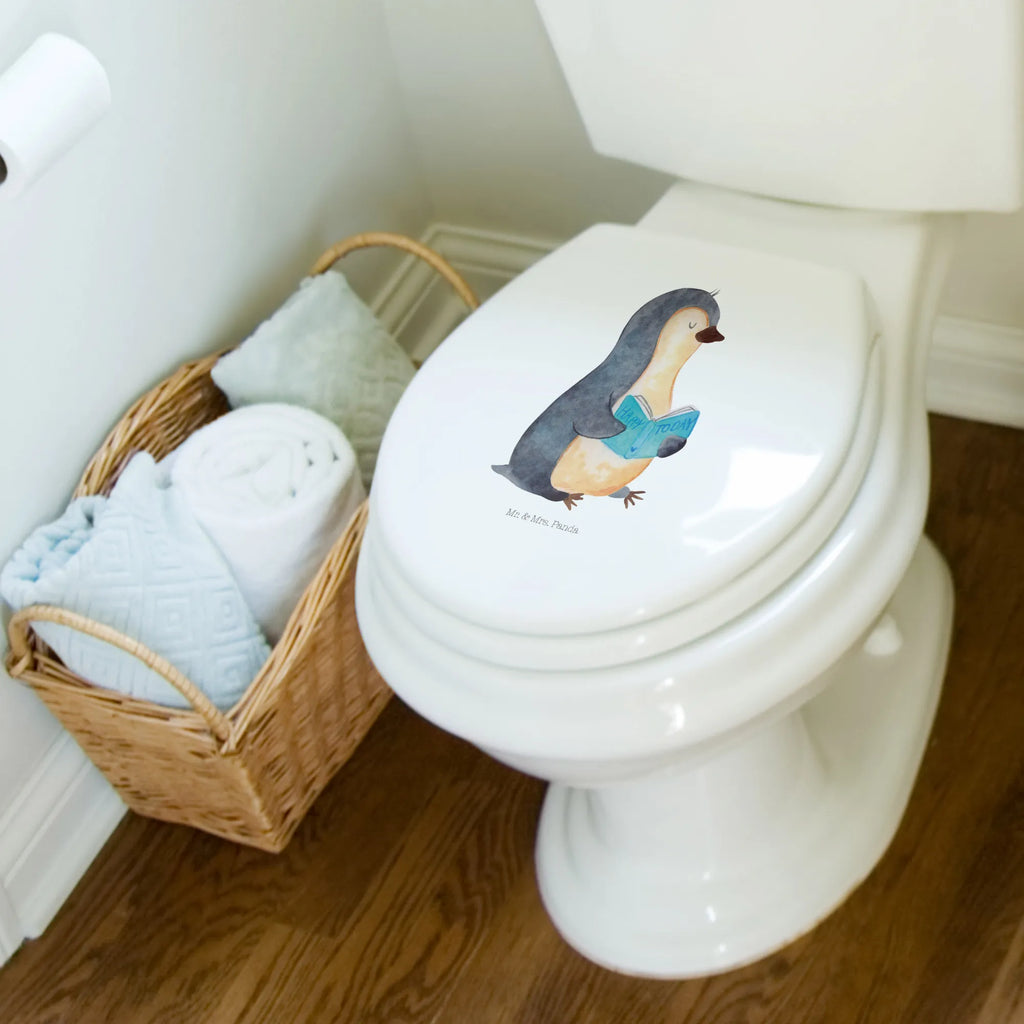 Motiv WC Sitz Pinguin Buch Klobrille, Klodeckel, Toilettendeckel, WC-Sitz, Toilette, Pinguin, Pinguine, Buch, Lesen, Bücherwurm, Nichtstun, Faulenzen, Ferien, Urlaub, Freizeit