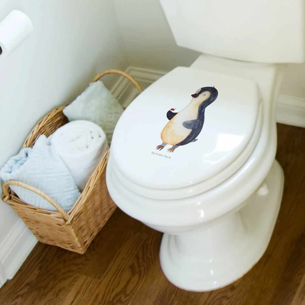 Motiv WC Sitz Pinguin Marienkäfer Klobrille, Klodeckel, Toilettendeckel, WC-Sitz, Toilette, Pinguin, Pinguine, Marienkäfer, Liebe, Wunder, Glück, Freude, Lebensfreude