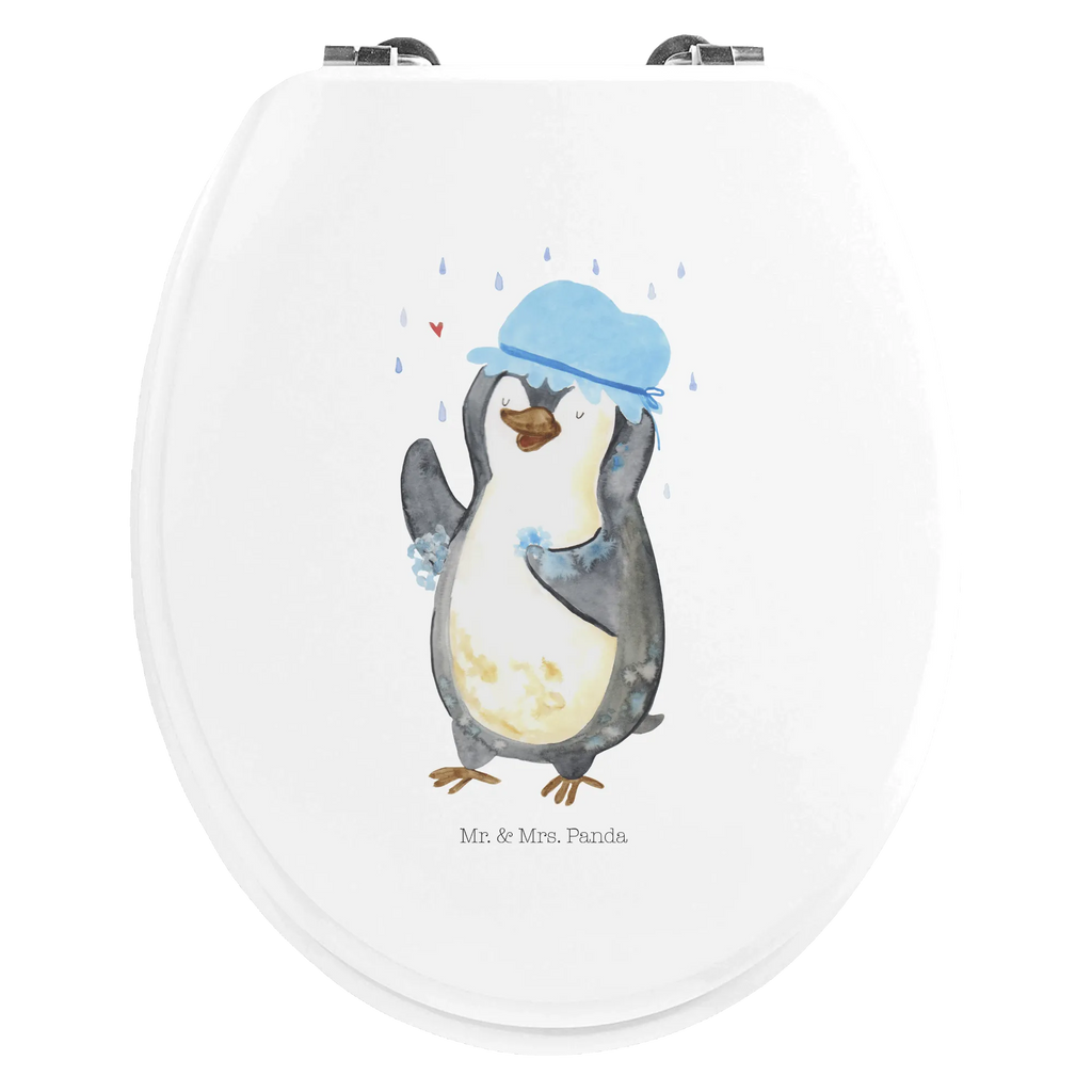 Motiv WC Sitz Pinguin duscht Klobrille, Klodeckel, Toilettendeckel, WC-Sitz, Toilette, Pinguin, Pinguine, Dusche, duschen, Lebensmotto, Motivation, Neustart, Neuanfang, glücklich sein