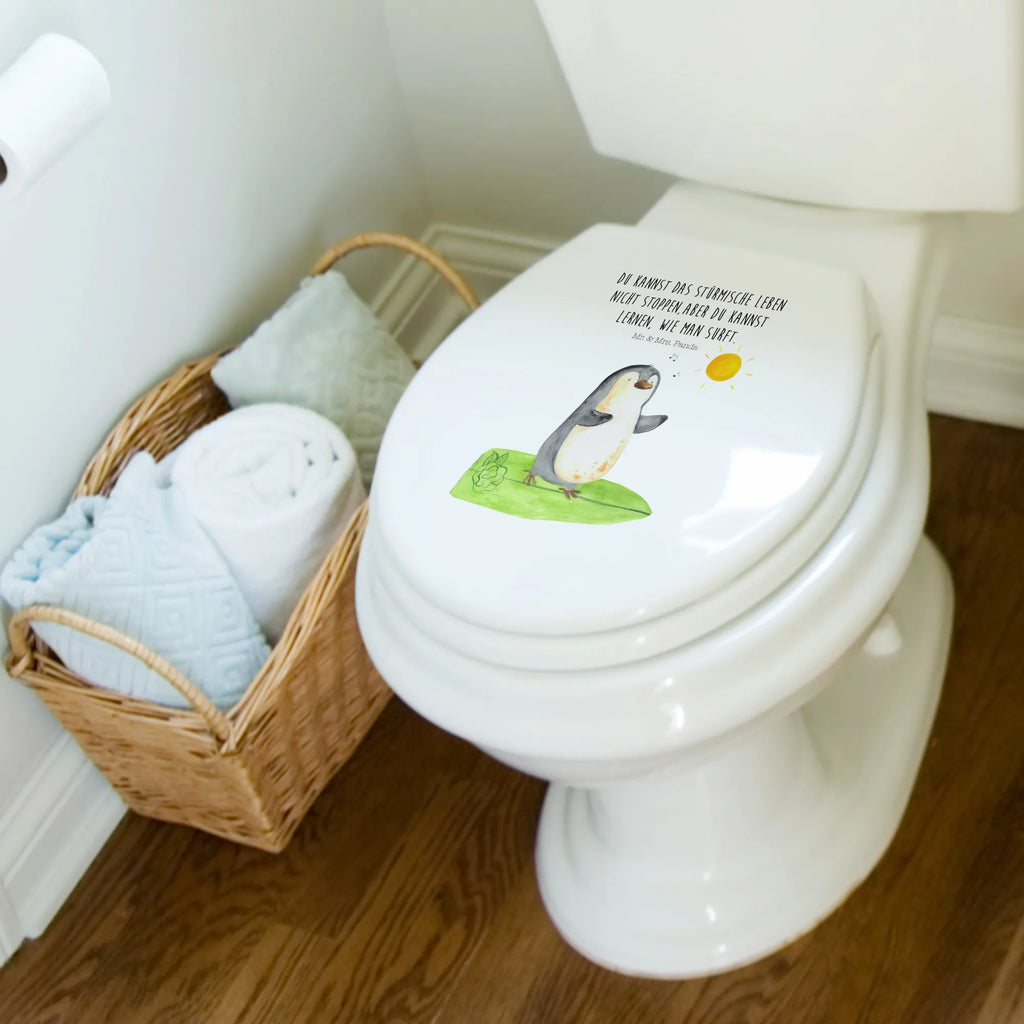 Motiv WC Sitz Pinguin Surfer Klobrille, Klodeckel, Toilettendeckel, WC-Sitz, Toilette, Pinguin, Pinguine, surfen, Surfer, Hawaii, Urlaub, Wellen, Wellen reiten, Portugal