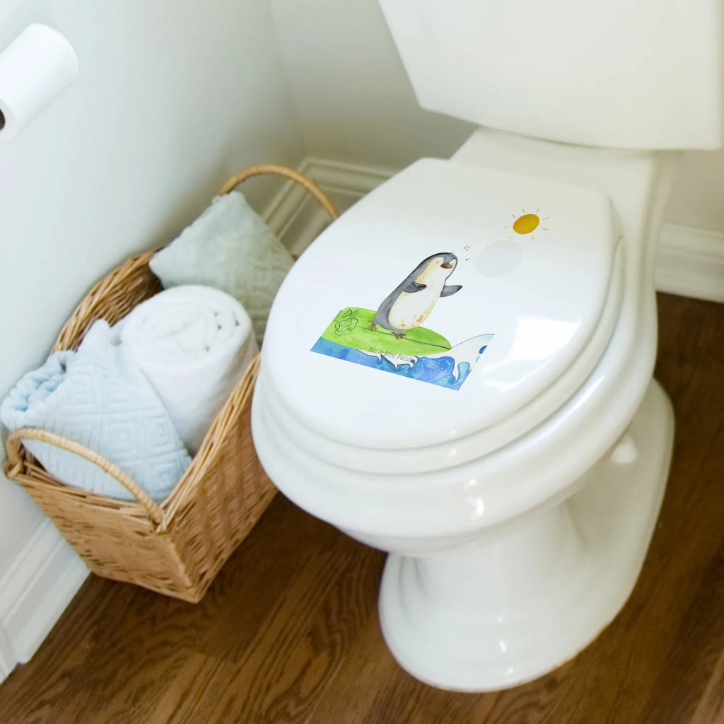 Motiv WC Sitz Pinguin Surfer Klobrille, Klodeckel, Toilettendeckel, WC-Sitz, Toilette, Pinguin, Pinguine, surfen, Surfer, Hawaii, Urlaub, Wellen, Wellen reiten, Portugal