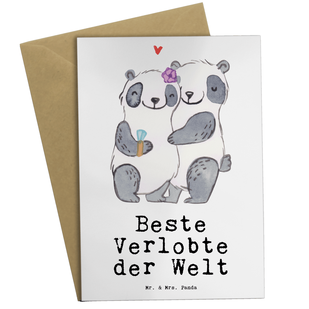 Grußkarte Panda Beste Verlobte der Welt Grußkarte, Klappkarte, Einladungskarte, Glückwunschkarte, Hochzeitskarte, Geburtstagskarte, Karte, Ansichtskarten, für, Dankeschön, Geschenk, Schenken, Geburtstag, Geburtstagsgeschenk, Geschenkidee, Danke, Bedanken, Mitbringsel, Freude machen, Geschenktipp, Verlobte, Verloben, Verlobung, Traumfrau, Frau, Freundin, Ehefrau, Zukünftige, Hochzeit, Ehe