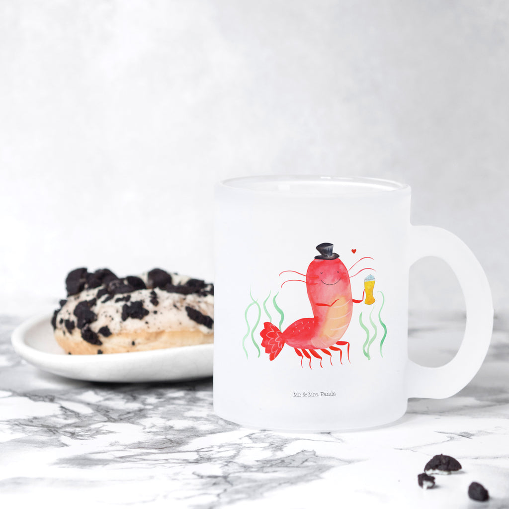 Teetasse Hummer mit Weizen Teetasse, Teeglas, Teebecher, Tasse mit Henkel, Tasse, Glas Teetasse, Teetasse aus Glas, Meerestiere, Meer, Urlaub, Garnele, Garnelen, Bier, Kochen, Männerhaushalt, Junggeselle, Junggesellin, Bierliebhaber, Kneipe, Gasthaus, Wirtschaft