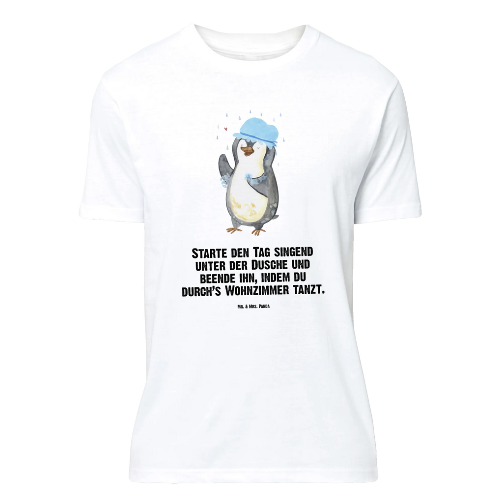 T-Shirt Standard Pinguin duscht T-Shirt, Shirt, Tshirt, Lustiges T-Shirt, T-Shirt mit Spruch, Party, Junggesellenabschied, Jubiläum, Geburstag, Herrn, Damen, Männer, Frauen, Schlafshirt, Nachthemd, Sprüche, Pinguin, Pinguine, Dusche, duschen, Lebensmotto, Motivation, Neustart, Neuanfang, glücklich sein