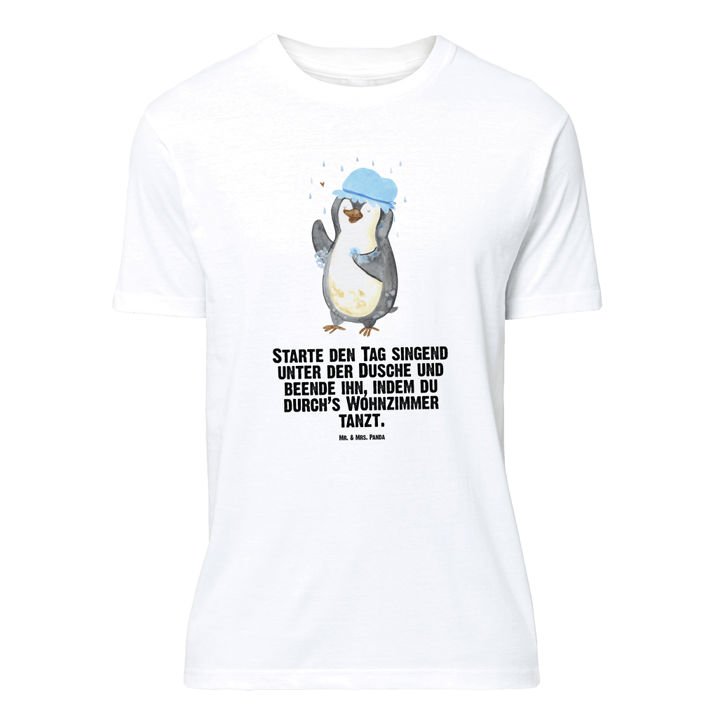 T-Shirt Standard Pinguin duscht T-Shirt, Shirt, Tshirt, Lustiges T-Shirt, T-Shirt mit Spruch, Party, Junggesellenabschied, Jubiläum, Geburstag, Herrn, Damen, Männer, Frauen, Schlafshirt, Nachthemd, Sprüche, Pinguin, Pinguine, Dusche, duschen, Lebensmotto, Motivation, Neustart, Neuanfang, glücklich sein