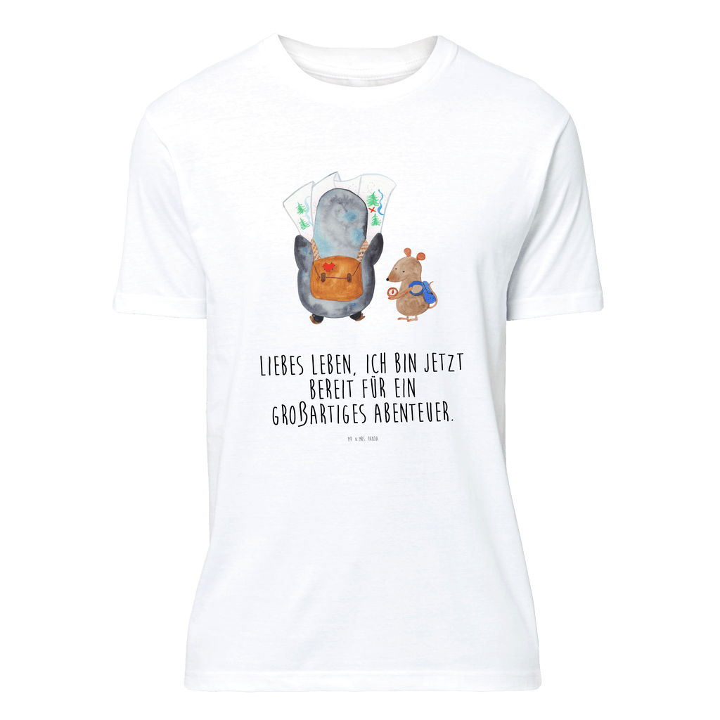 T-Shirt Standard Pinguin & Maus Wanderer T-Shirt, Shirt, Tshirt, Lustiges T-Shirt, T-Shirt mit Spruch, Party, Junggesellenabschied, Jubiläum, Geburstag, Herrn, Damen, Männer, Frauen, Schlafshirt, Nachthemd, Sprüche, Pinguin, Pinguine, Abenteurer, Abenteuer, Roadtrip, Ausflug, Wanderlust, wandern