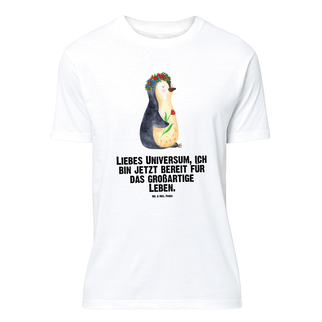 T-Shirt Standard Pinguin Blumenkranz T-Shirt, Shirt, Tshirt, Lustiges T-Shirt, T-Shirt mit Spruch, Party, Junggesellenabschied, Jubiläum, Geburstag, Herrn, Damen, Männer, Frauen, Schlafshirt, Nachthemd, Sprüche, Pinguin, Pinguine, Blumenkranz, Universum, Leben, Wünsche, Ziele, Lebensziele, Motivation, Lebenslust, Liebeskummer, Geschenkidee