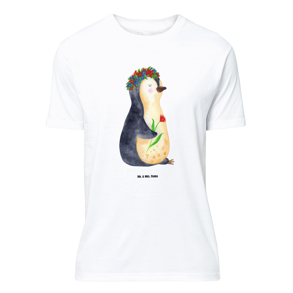 T-Shirt Standard Pinguin Blumenkranz T-Shirt, Shirt, Tshirt, Lustiges T-Shirt, T-Shirt mit Spruch, Party, Junggesellenabschied, Jubiläum, Geburstag, Herrn, Damen, Männer, Frauen, Schlafshirt, Nachthemd, Sprüche, Pinguin, Pinguine, Blumenkranz, Universum, Leben, Wünsche, Ziele, Lebensziele, Motivation, Lebenslust, Liebeskummer, Geschenkidee