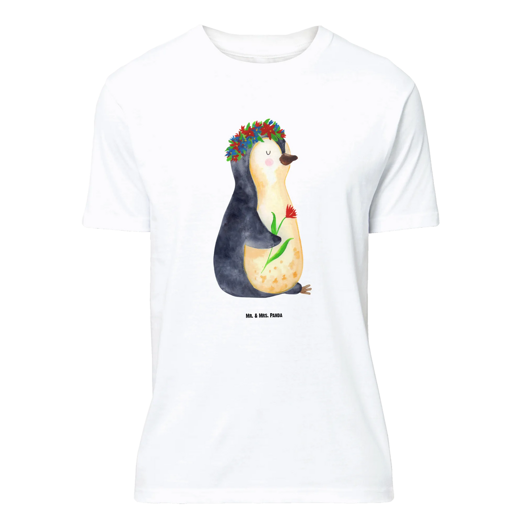 T-Shirt Standard Pinguin Blumenkranz T-Shirt, Shirt, Tshirt, Lustiges T-Shirt, T-Shirt mit Spruch, Party, Junggesellenabschied, Jubiläum, Geburstag, Herrn, Damen, Männer, Frauen, Schlafshirt, Nachthemd, Sprüche, Pinguin, Pinguine, Blumenkranz, Universum, Leben, Wünsche, Ziele, Lebensziele, Motivation, Lebenslust, Liebeskummer, Geschenkidee