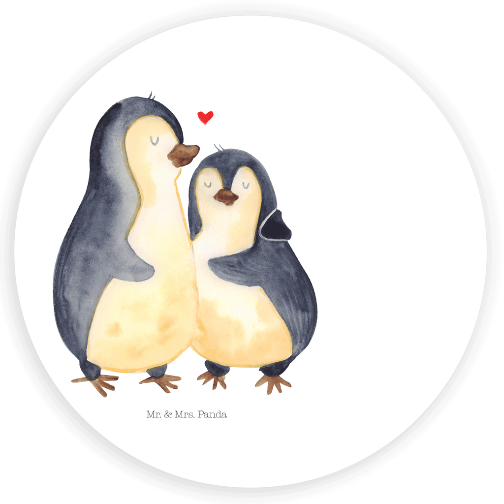 Rund Aufkleber Pinguin umarmend Sticker, Aufkleber, Etikett, Pinguin, Liebe, Liebespaar, Liebesbeweis, Liebesgeschenk, Verlobung, Jahrestag, Hochzeitstag, Hochzeit, Hochzeitsgeschenk