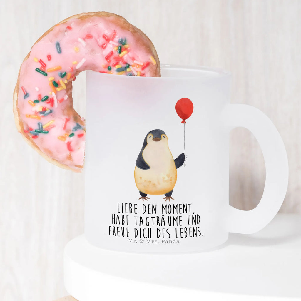 Teetasse Pinguin Luftballon Teetasse, Teeglas, Teebecher, Tasse mit Henkel, Tasse, Glas Teetasse, Teetasse aus Glas, Pinguin, Pinguine, Luftballon, Tagträume, Lebenslust, Geschenk Freundin, Geschenkidee, beste Freundin, Motivation, Neustart, neues Leben, Liebe, Glück