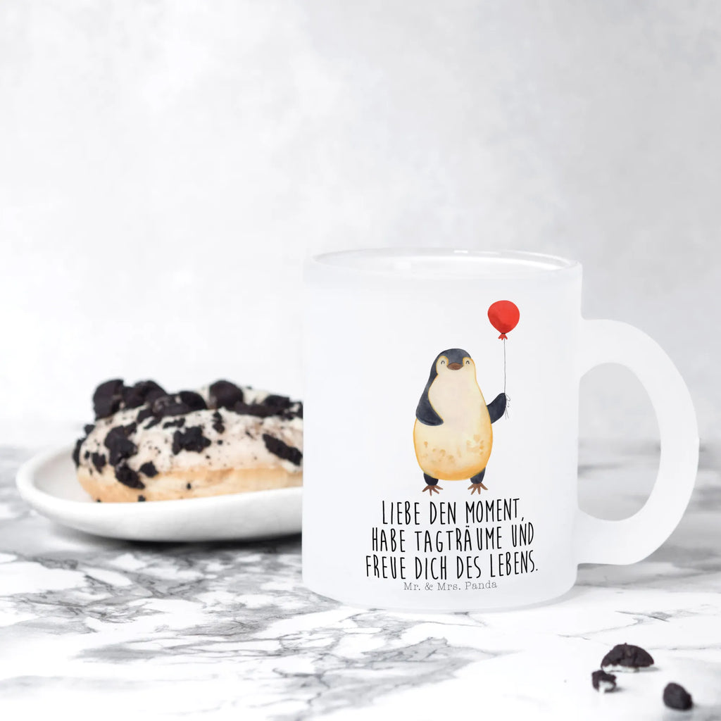 Teetasse Pinguin Luftballon Teetasse, Teeglas, Teebecher, Tasse mit Henkel, Tasse, Glas Teetasse, Teetasse aus Glas, Pinguin, Pinguine, Luftballon, Tagträume, Lebenslust, Geschenk Freundin, Geschenkidee, beste Freundin, Motivation, Neustart, neues Leben, Liebe, Glück