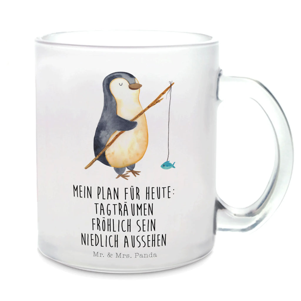 Teetasse Pinguin Angler Teetasse, Teeglas, Teebecher, Tasse mit Henkel, Tasse, Glas Teetasse, Teetasse aus Glas, Pinguin, Pinguine, Angeln, Angler, Tagträume, Hobby, Plan, Planer, Tagesplan, Neustart, Motivation, Geschenk, Freundinnen, Geschenkidee, Urlaub, Wochenende