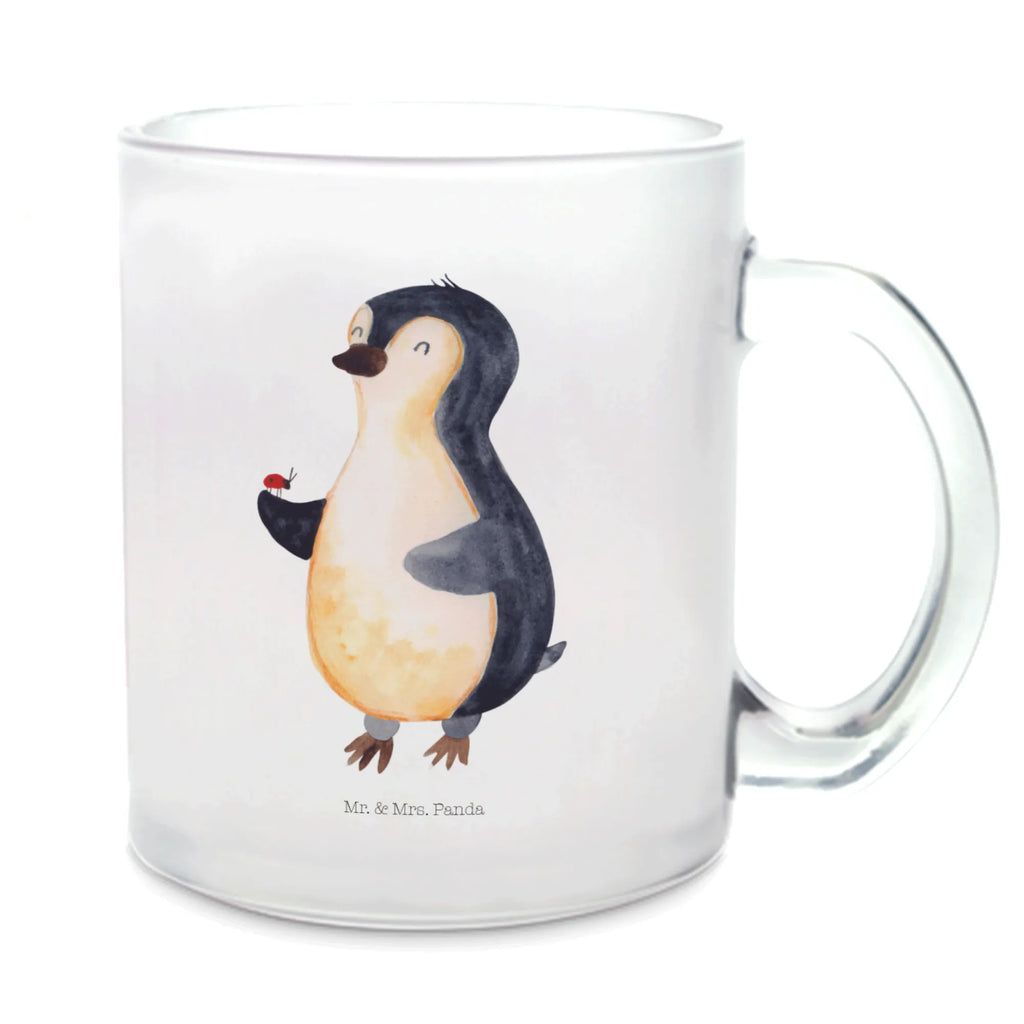 Teetasse Pinguin Marienkäfer Teetasse, Teeglas, Teebecher, Tasse mit Henkel, Tasse, Glas Teetasse, Teetasse aus Glas, Pinguin, Pinguine, Marienkäfer, Liebe, Wunder, Glück, Freude, Lebensfreude