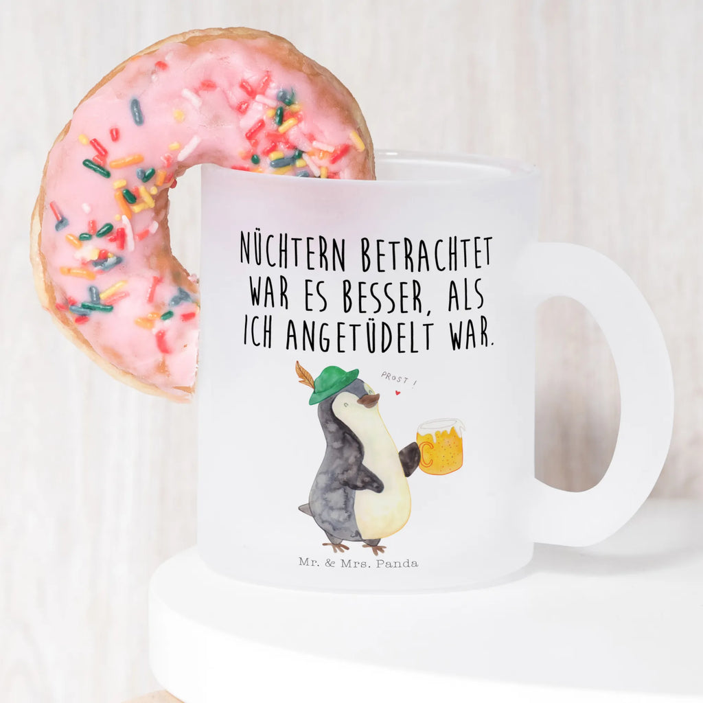 Teetasse Pinguin Bier Teetasse, Teeglas, Teebecher, Tasse mit Henkel, Tasse, Glas Teetasse, Teetasse aus Glas, Pinguin, Pinguine, Bier, Oktoberfest