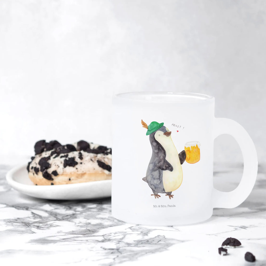 Teetasse Pinguin Bier Teetasse, Teeglas, Teebecher, Tasse mit Henkel, Tasse, Glas Teetasse, Teetasse aus Glas, Pinguin, Pinguine, Bier, Oktoberfest