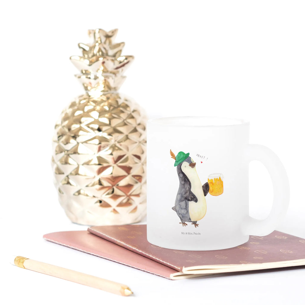 Teetasse Pinguin Bier Teetasse, Teeglas, Teebecher, Tasse mit Henkel, Tasse, Glas Teetasse, Teetasse aus Glas, Pinguin, Pinguine, Bier, Oktoberfest