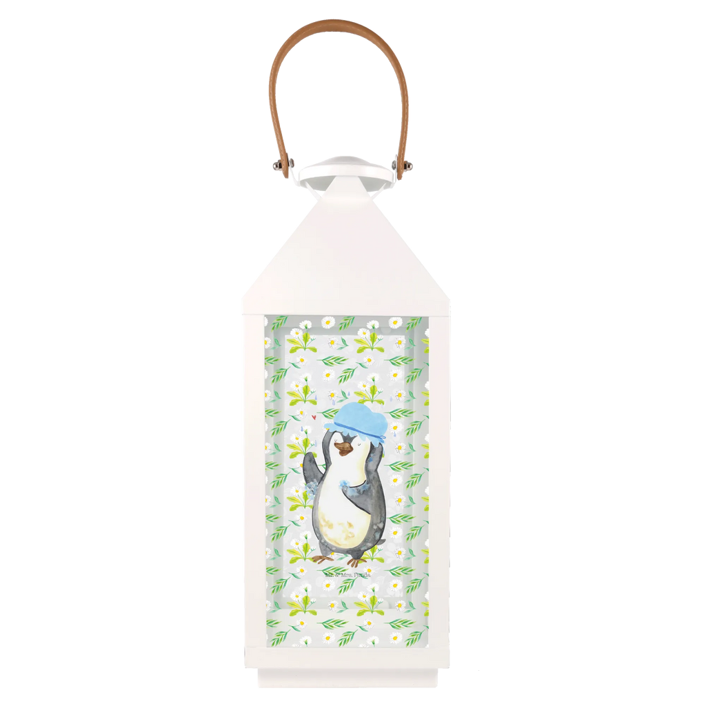 Deko Laterne Pinguin duscht Gartenlampe, Gartenleuchte, Gartendekoration, Gartenlicht, Laterne kleine Laternen, XXL Laternen, Laterne groß, Pinguin, Pinguine, Dusche, duschen, Lebensmotto, Motivation, Neustart, Neuanfang, glücklich sein