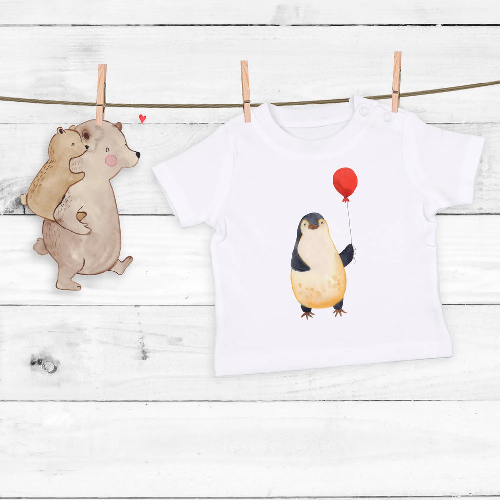 Organic Baby Shirt Pinguin Luftballon Baby T-Shirt, Jungen Baby T-Shirt, Mädchen Baby T-Shirt, Shirt, Pinguin, Pinguine, Luftballon, Tagträume, Lebenslust, Geschenk Freundin, Geschenkidee, beste Freundin, Motivation, Neustart, neues Leben, Liebe, Glück