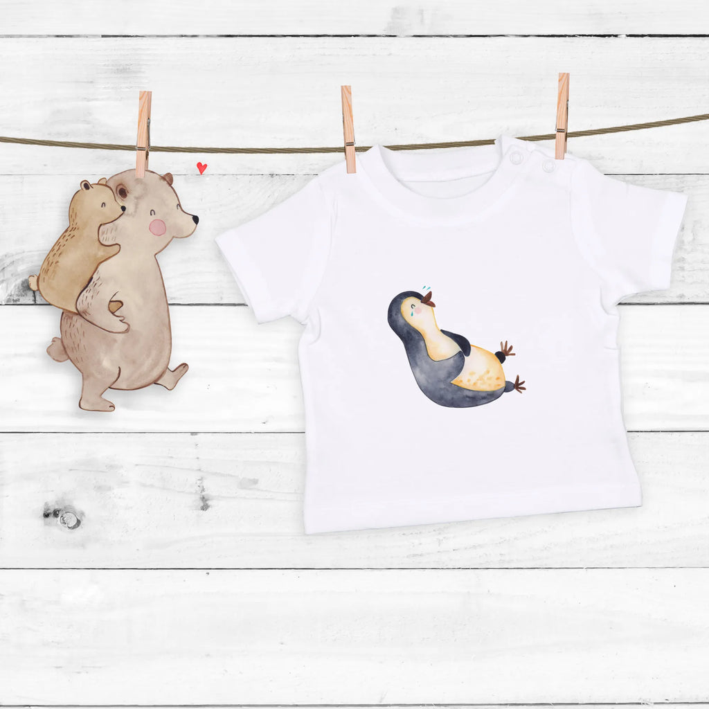 Organic Baby Shirt Pinguin Lachen Baby T-Shirt, Jungen Baby T-Shirt, Mädchen Baby T-Shirt, Shirt, Pinguin, Pinguine, lustiger Spruch, Optimismus, Fröhlich, Lachen, Humor, Fröhlichkeit