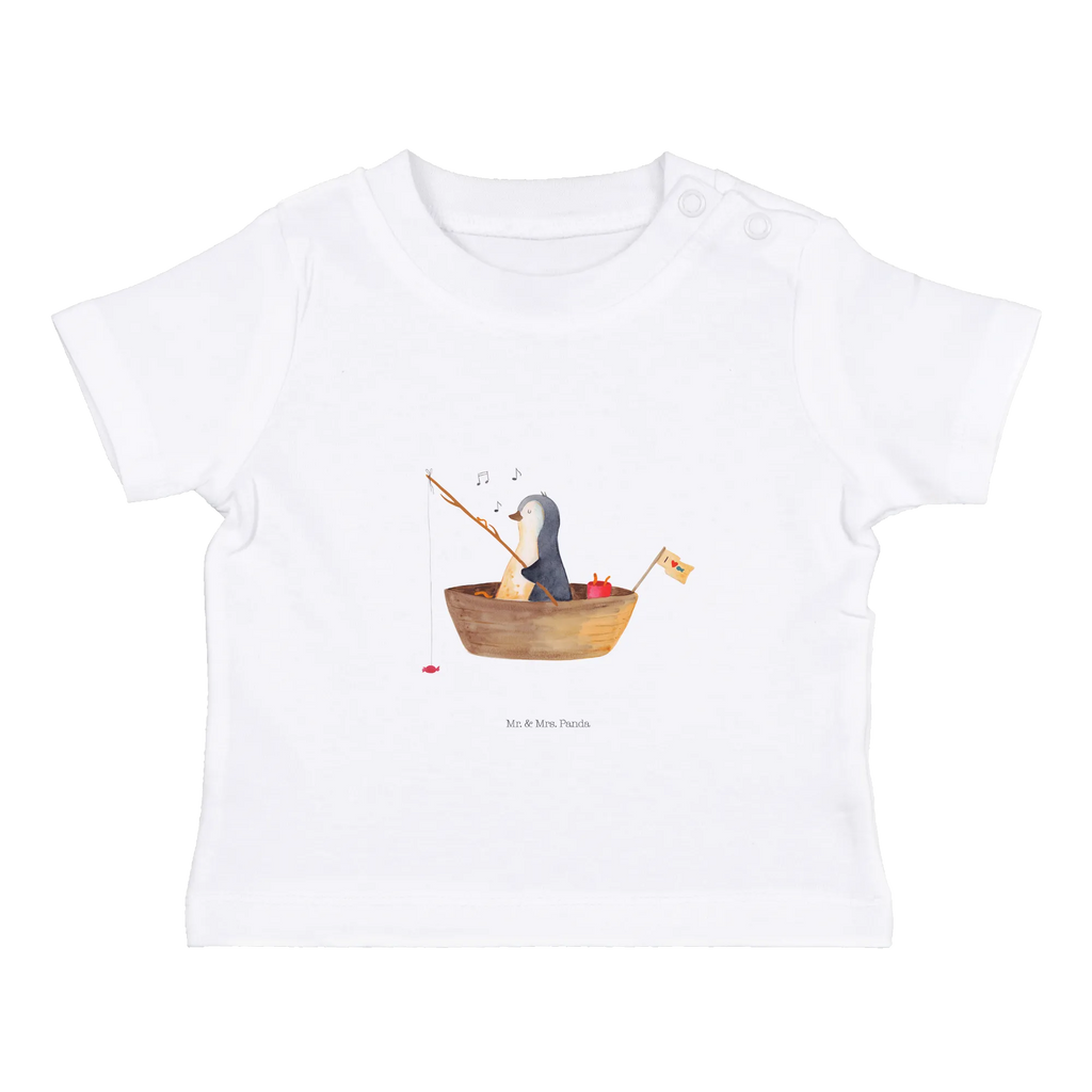 Organic Baby Shirt Pinguin Angelboot Baby T-Shirt, Jungen Baby T-Shirt, Mädchen Baby T-Shirt, Shirt, Pinguin, Pinguine, Angeln, Boot, Angelboot, Lebenslust, Leben, genießen, Motivation, Neustart, Neuanfang, Trennung, Scheidung, Geschenkidee Liebeskummer