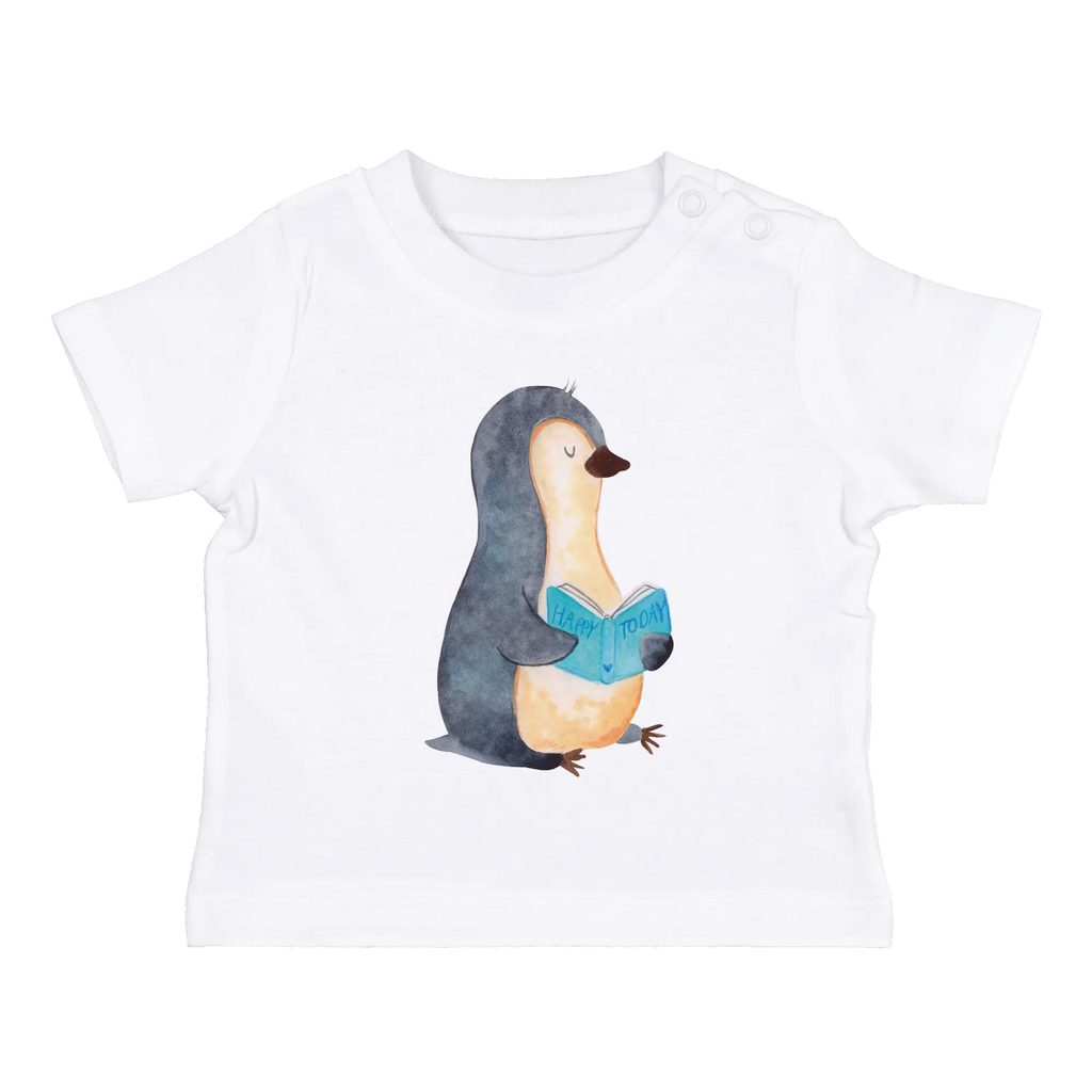 Organic Baby Shirt Pinguin Buch Baby T-Shirt, Jungen Baby T-Shirt, Mädchen Baby T-Shirt, Shirt, Pinguin, Pinguine, Buch, Lesen, Bücherwurm, Nichtstun, Faulenzen, Ferien, Urlaub, Freizeit